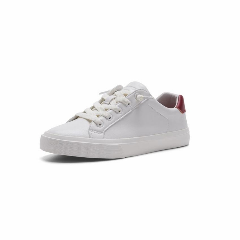 Rockfish 775 Microfibre Trainers Women's Low-Top Sneakers White Red | EHU4381QQ