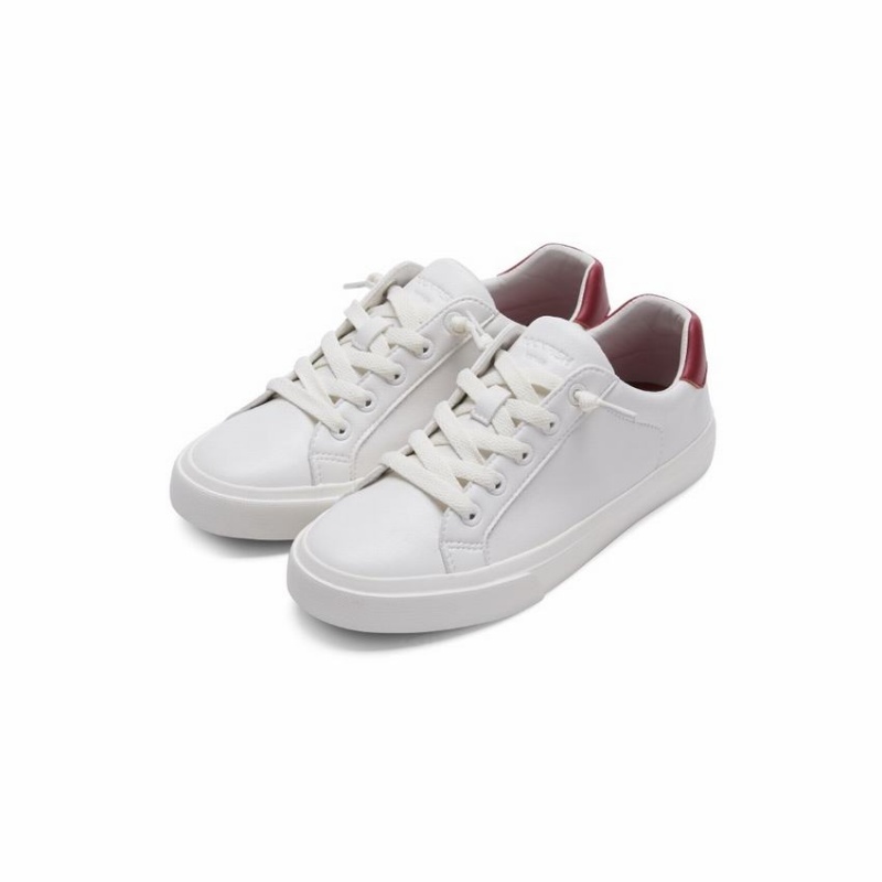 Rockfish 775 Microfibre Trainers Women's Low-Top Sneakers White Red | EHU4381QQ