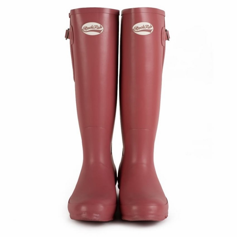 Rockfish Everyday Tall Side Adjustable Women's Wellington Boots Deep Red | TXP8235KH