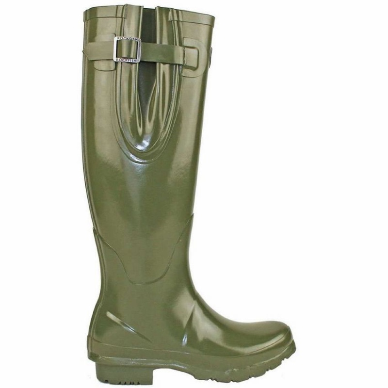 Rockfish Everyday Tall Side Adjustable Women\'s Wellington Boots Dark Green | XIO5865OH