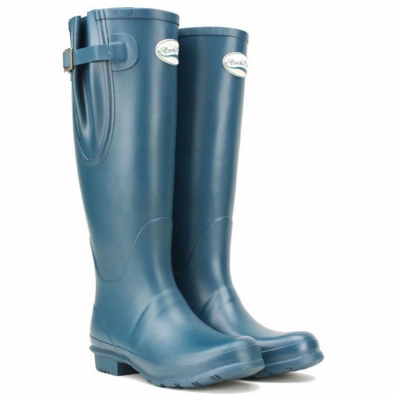Rockfish Everyday Tall Side Adjustable Women's Wellington Boots Blue | KJO3291QH