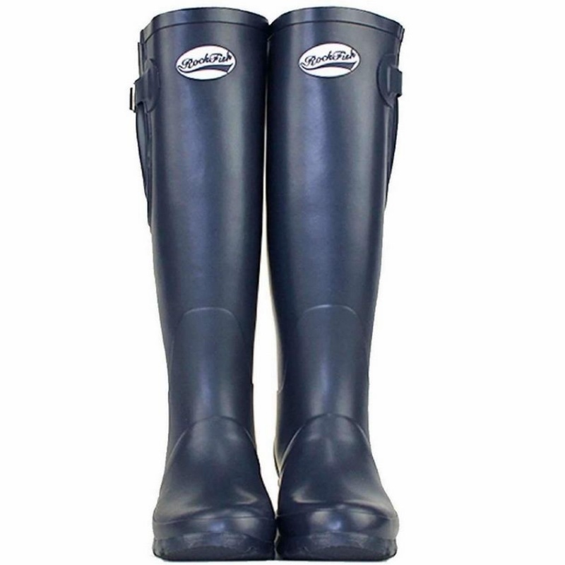 Rockfish Everyday Tall Side Adjustable Women's Wellington Boots Navy Blue | ZPL566MW