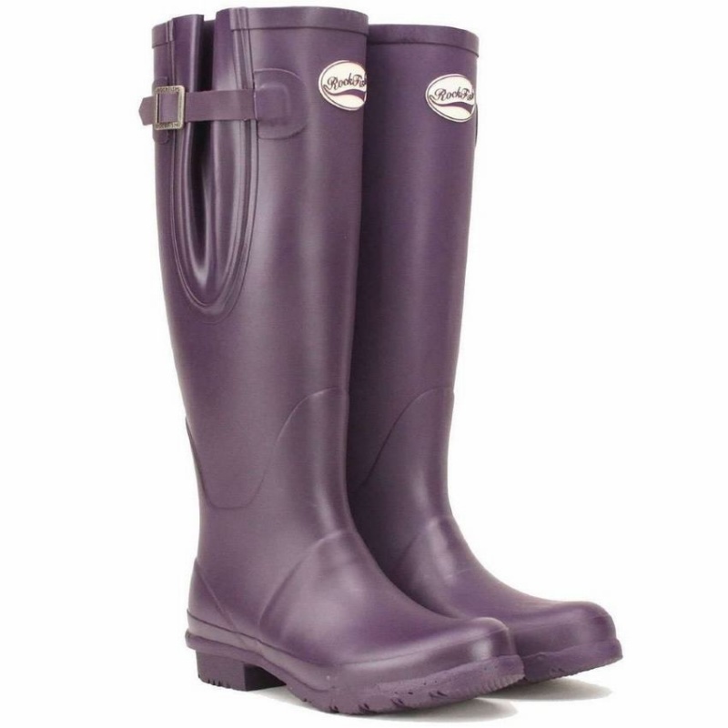 Rockfish Everyday Tall Side Adjustable Women's Wellington Boots Purple | EHU8346XE