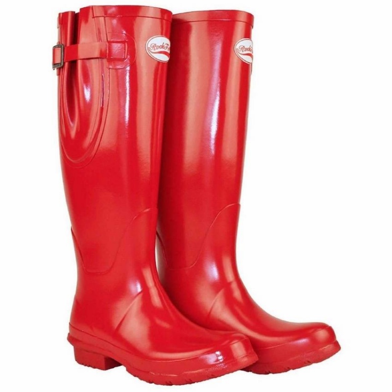 Rockfish Everyday Tall Side Adjustable Women's Wellington Boots Red | IDD545AM