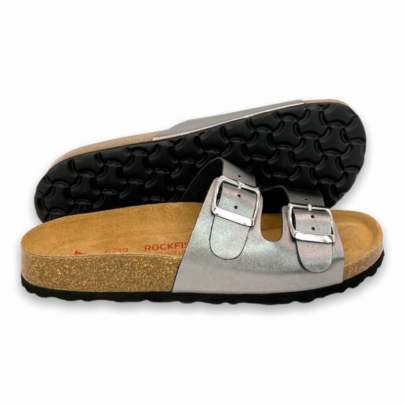 Rockfish Kendall Two-Strap Double Strap Women's Sandals Grey Silver | GUV5891VF