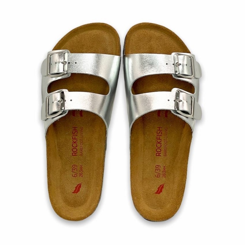 Rockfish Kendall Two-Strap Double Strap Women's Sandals Silver | DFS6583QN