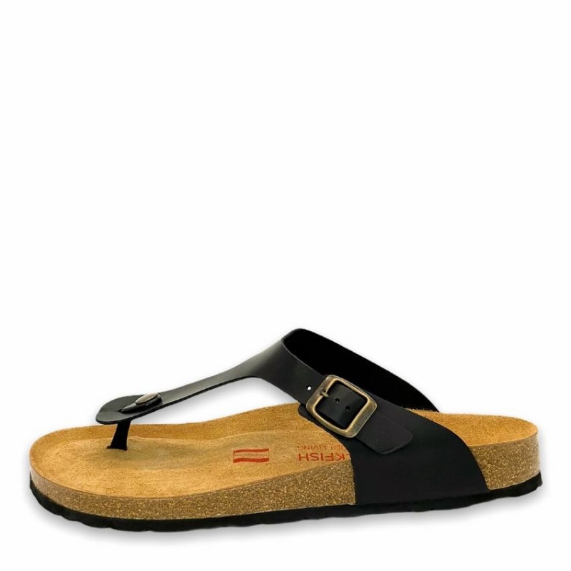 Rockfish Nixie Thong Cork Flatform Flip Flop Women's Sandals Black | NES2469II