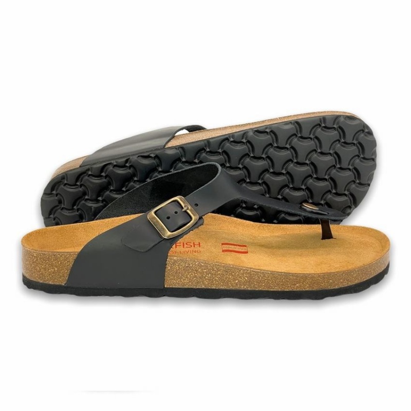 Rockfish Nixie Thong Cork Flatform Flip Flop Women's Sandals Black | NES2469II