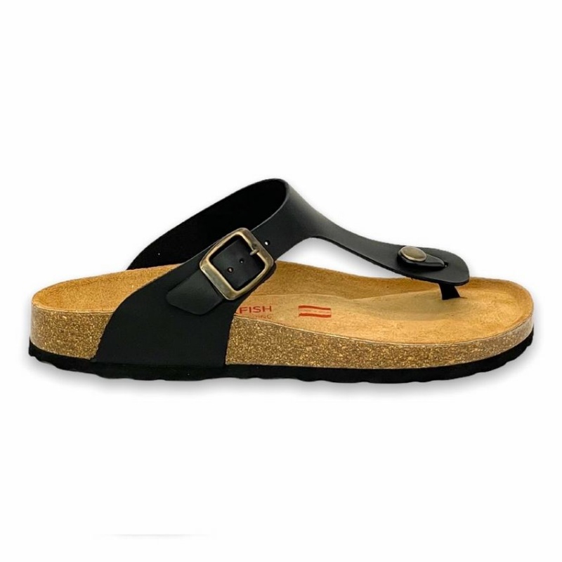 Rockfish Nixie Thong Cork Flatform Flip Flop Women\'s Sandals Black | NES2469II