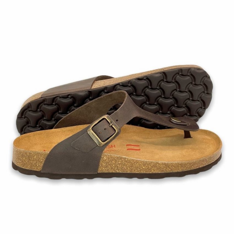 Rockfish Nixie Thong Cork Flatform Flip Flop Women's Sandals Dark Brown | EYN52ZX