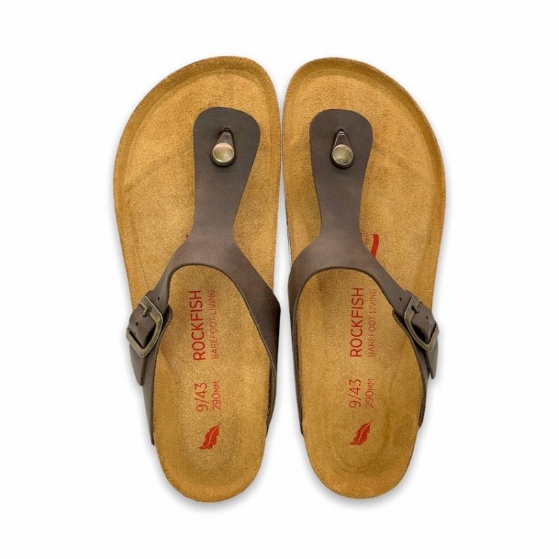 Rockfish Nixie Thong Cork Flatform Flip Flop Women's Sandals Dark Brown | EYN52ZX