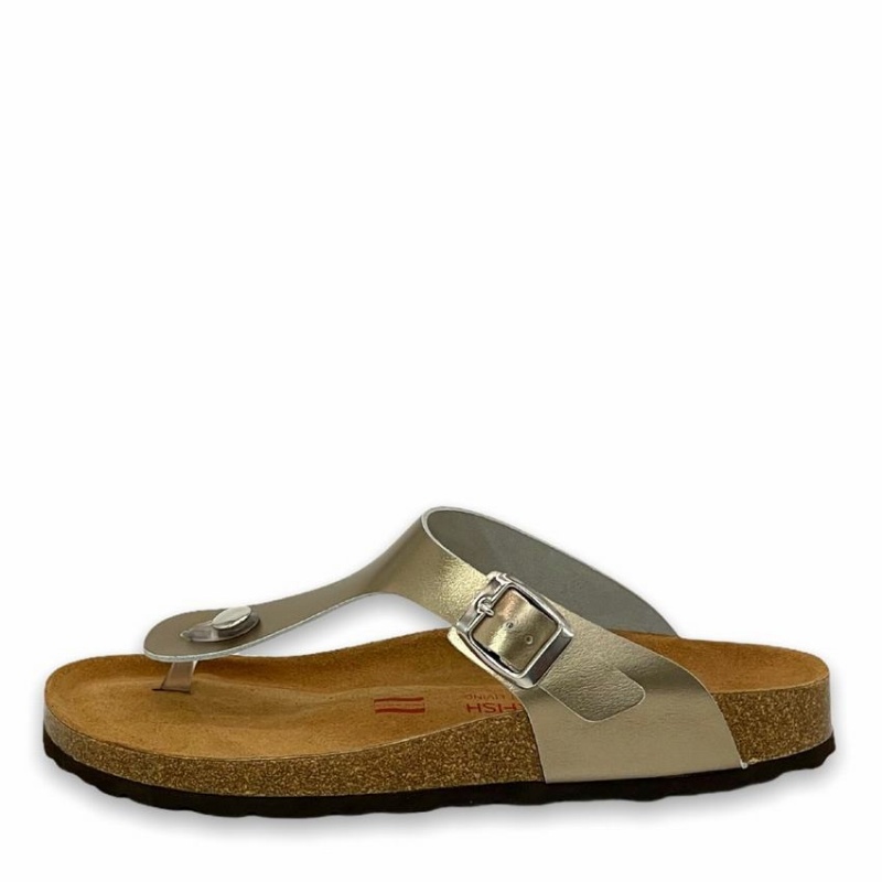 Rockfish Nixie Thong Cork Flatform Flip Flop Women's Sandals Gold Yellow | KIG5741GK