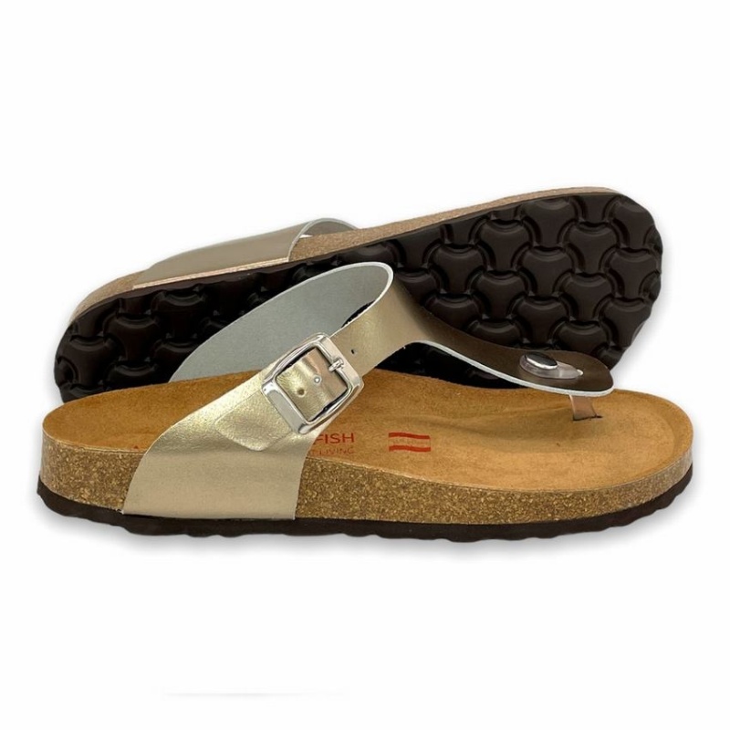 Rockfish Nixie Thong Cork Flatform Flip Flop Women's Sandals Gold Yellow | KIG5741GK