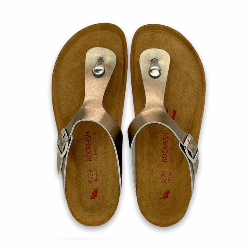 Rockfish Nixie Thong Cork Flatform Flip Flop Women's Sandals Gold Yellow | KIG5741GK