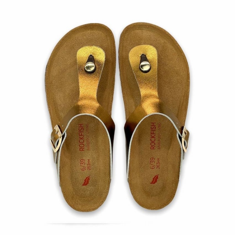 Rockfish Nixie Thong Cork Flatform Flip Flop Women's Sandals Gold | FRT3949FG