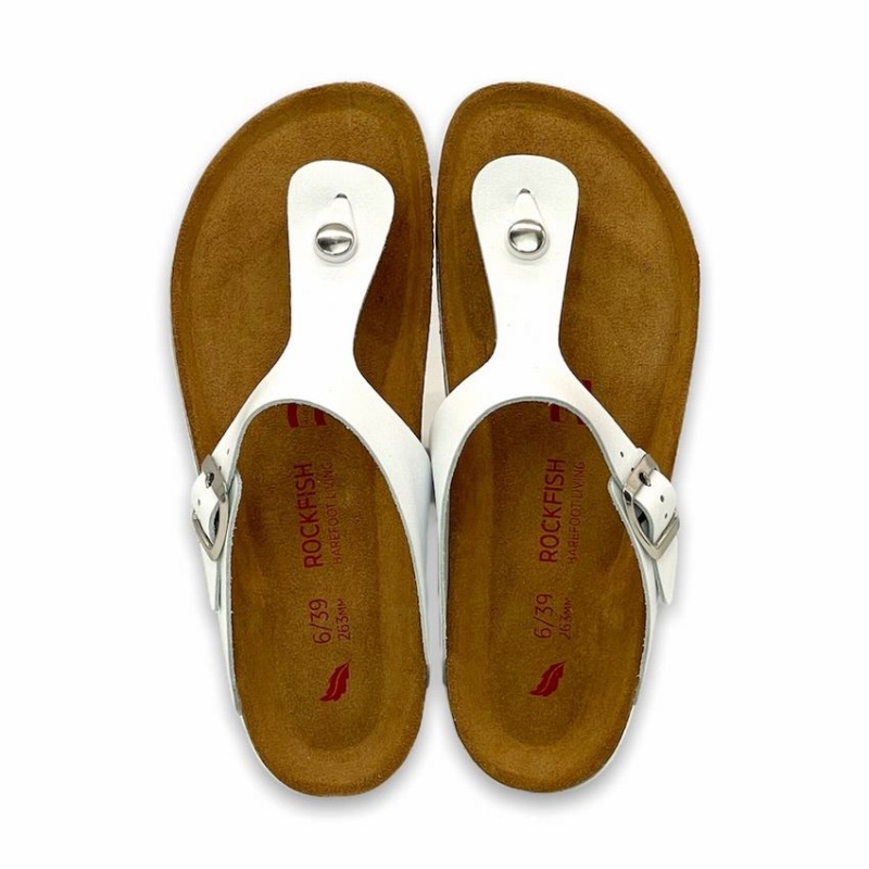 Rockfish Nixie Thong Cork Flatform Flip Flop Women's Sandals White | TDM1572BP