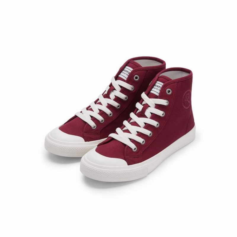 Rockfish Original 745 Water Repellent Canvas Women's High-Top Sneakers Dark Red | HMD369PV