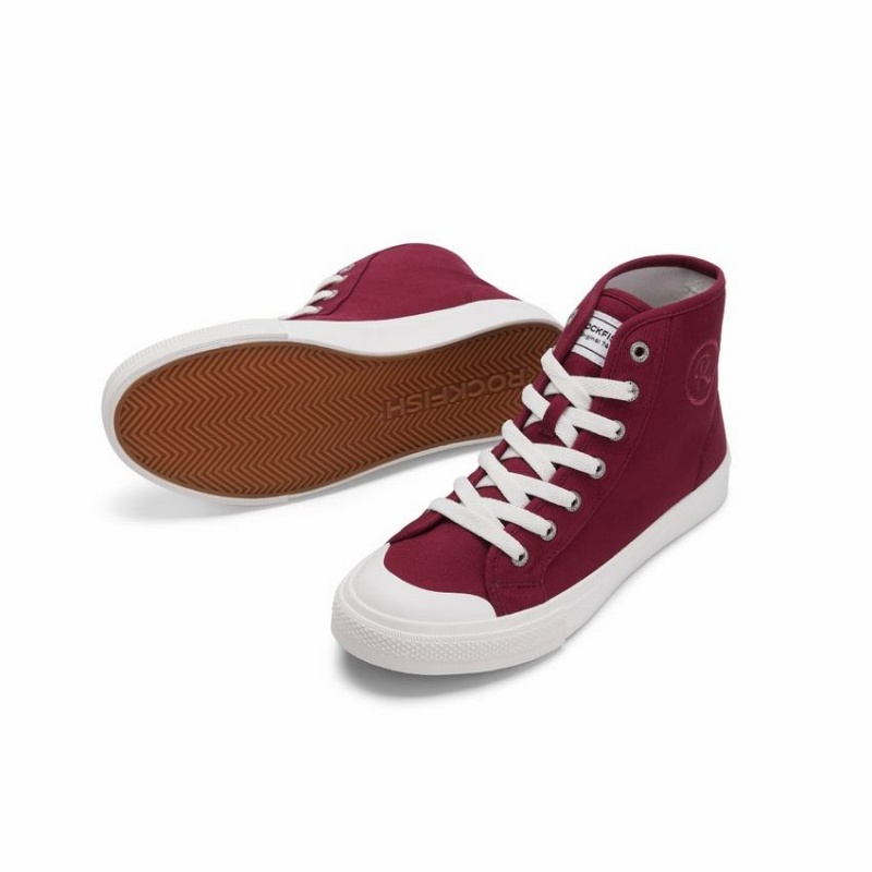 Rockfish Original 745 Water Repellent Canvas Women's High-Top Sneakers Dark Red | HMD369PV