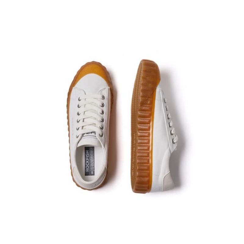 Rockfish Vintage 701 Canvas Women's Low-Top Sneakers White | WWP9630PV