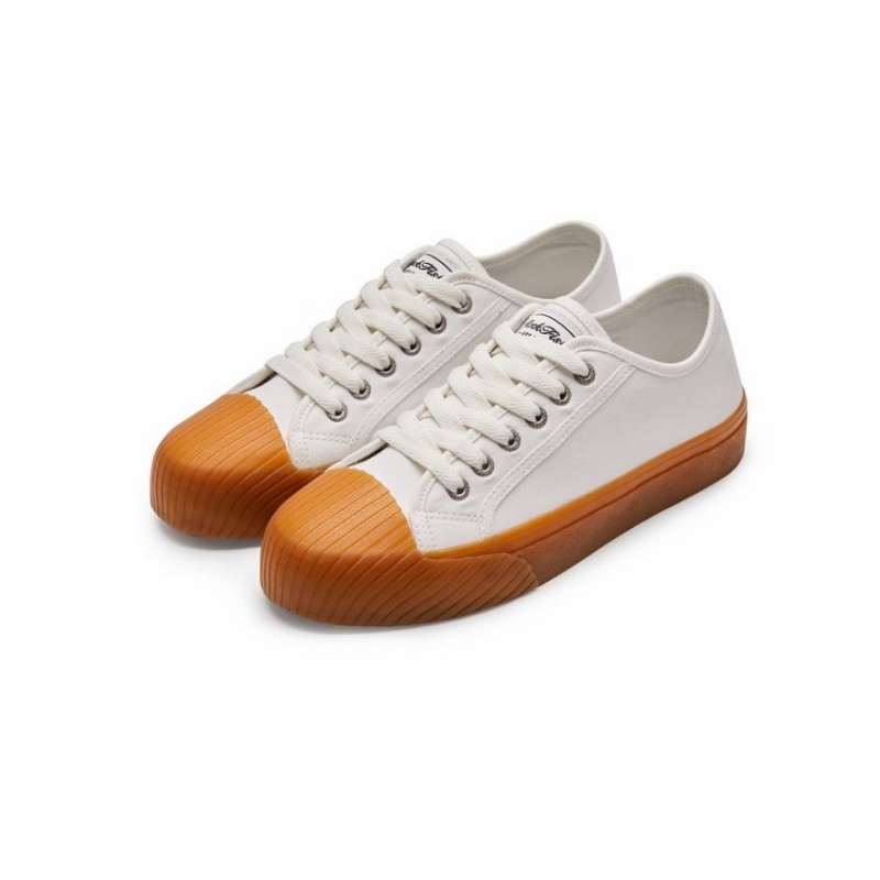 Rockfish Vintage 702 Canvas Trainer With Shell Shaped Toe Cap Women's Low-Top Sneakers White | SXW4612JR