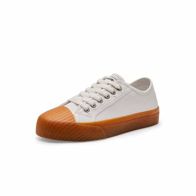Rockfish Vintage 702 Canvas Trainer With Shell Shaped Toe Cap Women's Low-Top Sneakers White | SXW4612JR