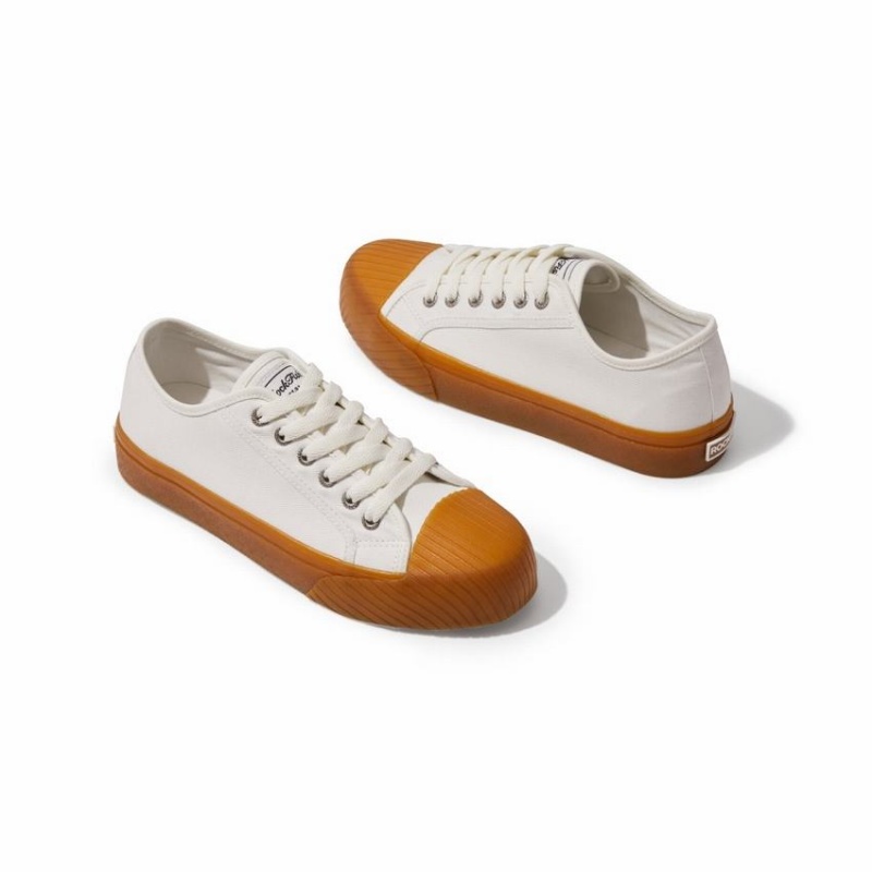 Rockfish Vintage 702 Canvas Trainer With Shell Shaped Toe Cap Women's Low-Top Sneakers White | SXW4612JR