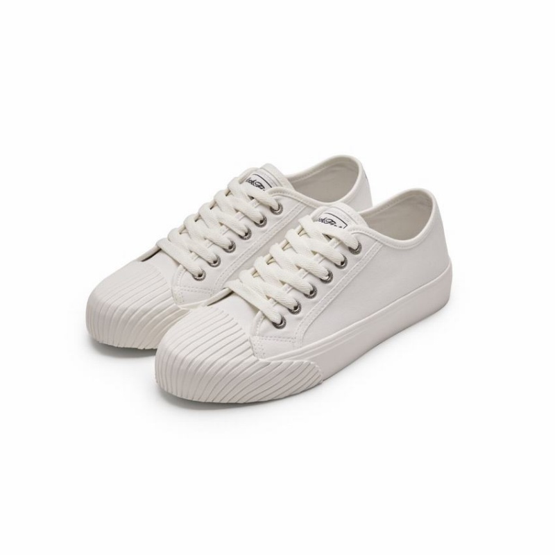 Rockfish Vintage 702 Canvas Trainer With Shell Shaped Toe Cap Women's Low-Top Sneakers White | FTH4680GK