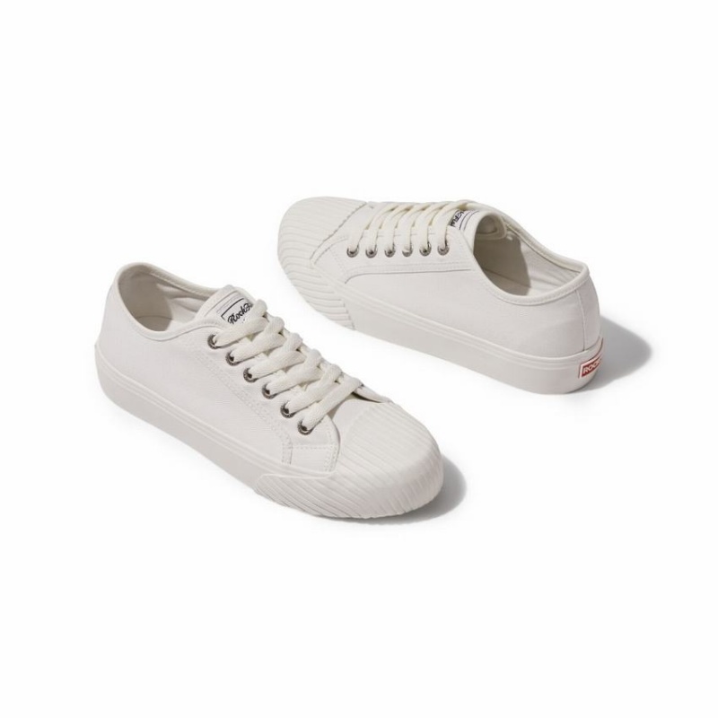 Rockfish Vintage 702 Canvas Trainer With Shell Shaped Toe Cap Women's Low-Top Sneakers White | FTH4680GK