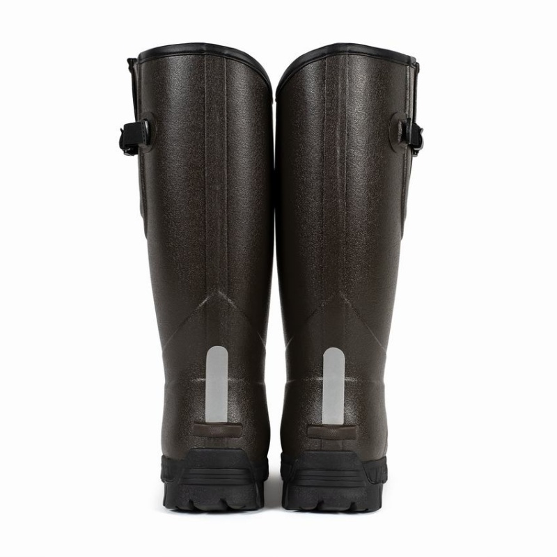Rockfish Walkabout Tall Side Adjustable 5mm Neoprene Insulated Men's Wellington Boots Dark Brown | HUG81VE